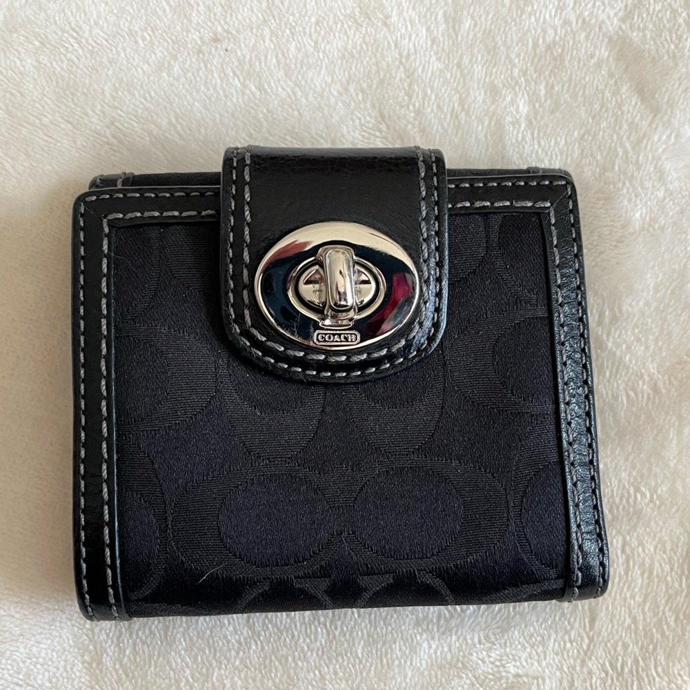 Coach black signature fabric wallet